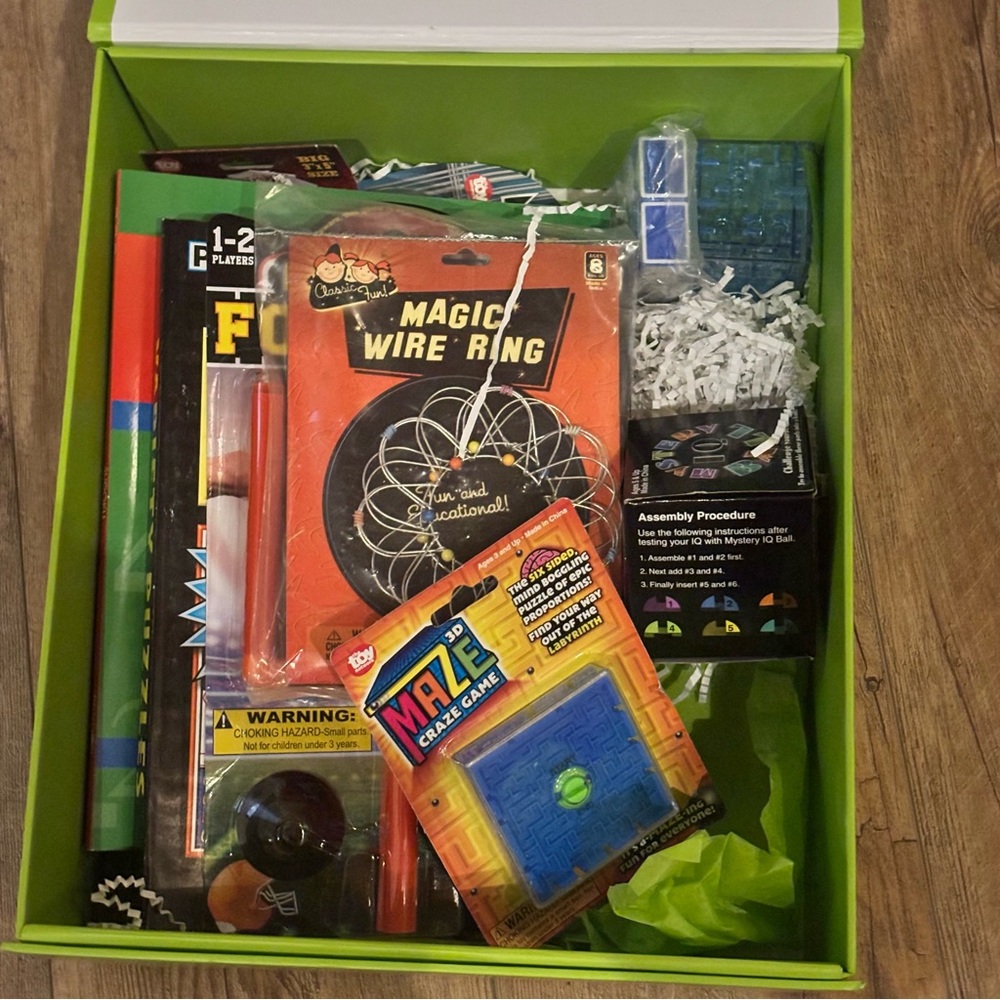 Teen Boy Green Gift Box with 12 Games/Puzzles